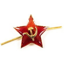 Red star for peaked-cap hat 32 mm overlaed symbol