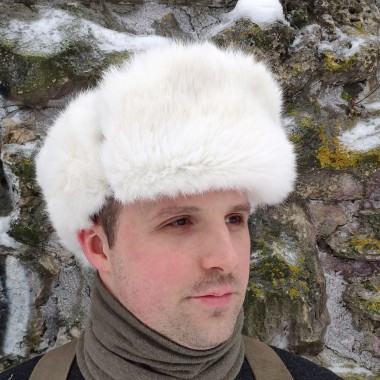 Ushanka hat natural white fur